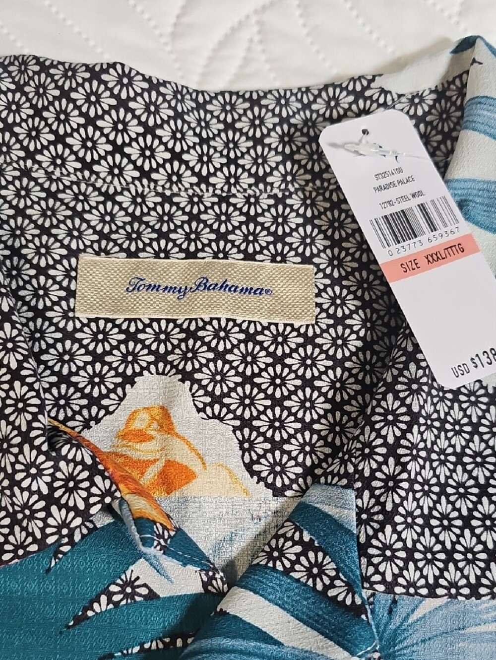 TOMMY BAHAMA 3XL NWTMen's Floral Button-Up Shirt - Teal Multi - Picture 2 of 8
